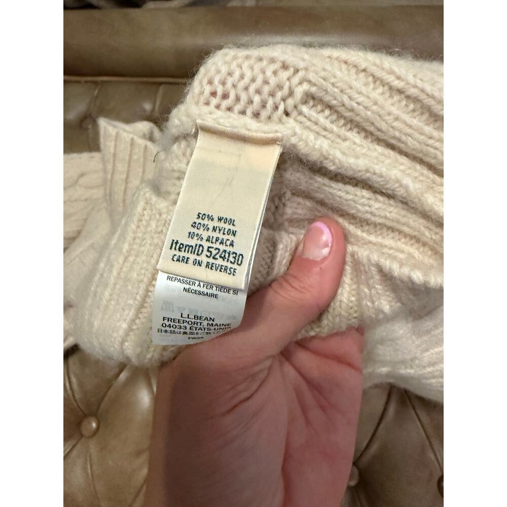 Size 1x Cream Women's L.L. Bean 1912 Heritage Wool Blend Mockneck Sweater - Picture 6 of 6